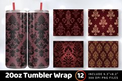 Victorian Maroon Elegance Tumbler Wrap, 20oz Skinny Tumbler Product Image 1