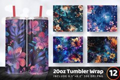 Cosmic Floral Galaxy Tumbler Wrap, 20oz Skinny Tumbler Wrap Product Image 1