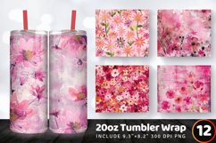 Pink Mixed Media Flowers Tumbler Wrap, 20oz Skinny Tumbler W Product Image 1