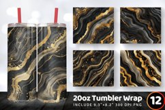 Black &amp; Gold Agate Tumbler Wrap, 20oz Skinny Tumbler Wrap Product Image 1