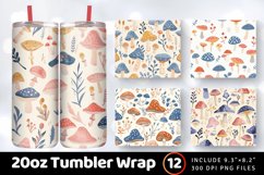 Pastel Garden Whimsical Mushroom Tumbler Wrap, 20oz Skinny T Product Image 1