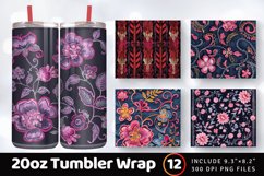 Embroidery Pink Jean Denim Tumbler Wrap, 20oz Skinny Tumbler Product Image 1