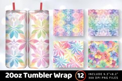 Rainbow Pastel Flower Tumbler Wrap, 20oz Skinny Tumbler Wrap Product Image 1