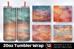 Sunset Cloudy Sky Tumbler Wrap, 20oz Skinny Tumbler Wraps Product Image 1