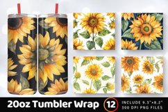 Watercolor Sunflower Tumbler Wrap, 20oz Skinny Tumbler Wraps Product Image 1