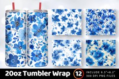 Blue Flowers Tumbler Wrap, 20oz Skinny Tumbler Wrap Product Image 1