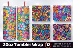 Rainbow Hippie Flowers Tumbler Wrap, 20oz Skinny Tumbler Wra Product Image 1