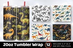 Prehistoric Creatures Tumbler Wrap, 20oz Skinny Tumbler Wrap Product Image 1