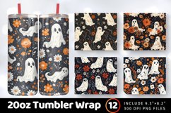 Boho Floral Ghost Halloween Tumbler Wrap, 20oz Skinny Tumble Product Image 1