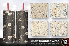Neutral Wildflowers Tumbler Wrap, 20oz Skinny Tumbler Wrap Product Image 1