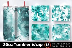 Watercolor Teal Splash Abstract Tumbler Wrap, 20oz Skinny Tu Product Image 1