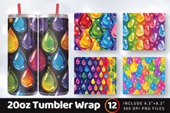 Rainbow Water Drops Tumbler Wrap, 20oz Skinny Tumbler Wrap Product Image 1