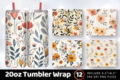 Minimal Boho Flowers Tumbler Wrap, 20oz Skinny Tumbler Wrap Product Image 1