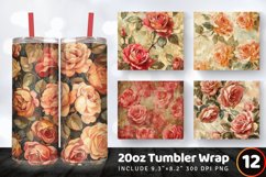 Vintage Oil Paint Roses Tumbler Wrap, 20oz Skinny Tumbler Wr Product Image 1