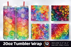 Rainbow Alcohol Ink Circles Tumbler Wrap, 20oz Skinny Tumble Product Image 1