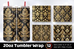 Luxury Golden Damask Fabric Tumbler Wrap, 20oz Skinny Tumble Product Image 1