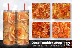 Fall 3D Orange Roses Tumbler Wrap, 20oz Skinny Tumbler Wrap Product Image 1