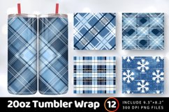 Winter Blue Plaid Tumbler Wrap, 20oz Skinny Tumbler Wrap Product Image 1