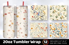 Romantic Retro Cottage core Wildflowers Tumbler Wrap, 20oz S Product Image 1