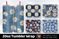 Daisies Bloom Swatches Denim Tumbler Wrap, 20oz Skinny Tumbl Product Image 1
