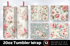 Vintage French Flower Tumbler Wrap, 20oz Skinny Tumbler Wrap Product Image 1
