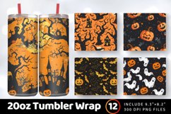 Halloween Pumpkin &amp; bat Tumbler Wrap, 20oz Skinny Tumbler Wr Product Image 1