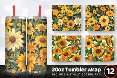 Sunflowers &amp; Marigold Tumbler Wrap, 20oz Skinny Tumbler Wrap Product Image 1