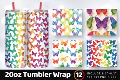 Rainbow Butterfly Tumbler Wrap, 20oz Skinny Tumbler Wrap Product Image 1
