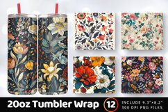 Boho Floral Ephemera Vintage Tumbler Wrap, 20oz Skinny Tumbl Product Image 1