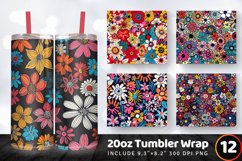Whimsical Funky Flowers Tumbler Wrap, 20oz Skinny Tumbler Wr Product Image 1