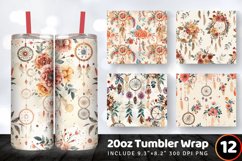 Boho Floral Dreamcatchers Tumbler Wrap, 20oz Skinny Tumbler Product Image 1