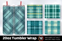 Teal Plaid Fabric Tumbler Wrap, 20oz Skinny Tumbler Wrap Product Image 1