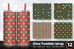 Red &amp; Green Polka Dots Tumbler Wrap, 20oz Skinny Tumbler Wra Product Image 1