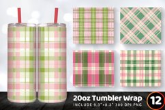 Pink &amp; Green Plaid Tumbler Wrap, 20oz Skinny Tumbler Wrap Product Image 1