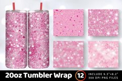 Pastel Pink Glitter Tumbler Wrap, 20oz Skinny Tumbler Wrap Product Image 1