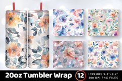 Pastel Watercolor Floral Fabric Tumbler Wrap, 20oz Skinny Tu Product Image 1