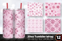 Pink Snowflakes Embroidery Tumbler Wrap, 20oz Skinny Tumbler Product Image 1