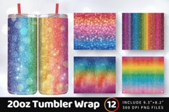 Ombre Rainbow Glitter Tumbler Wrap, 20oz Skinny Tumbler Wrap Product Image 1