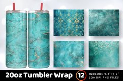 Luxury Aqua Tumbler Wrap, 20oz Skinny Tumbler Wraps Product Image 1