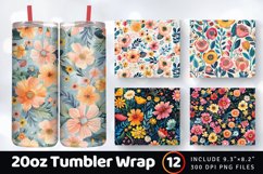 Boho Flower Garden Tumbler Wrap, 20oz Skinny Tumbler Wrap Product Image 1