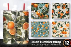 Oranges Garden Floral Tumbler Wrap, 20oz Skinny Tumbler Wrap Product Image 1
