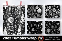 Black and White Christmas Tumbler Wrap, 20oz Skinny Tumbler Product Image 1