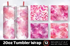 Pink Watercolor Tumbler Wrap, 20oz Skinny Tumbler Wraps Product Image 1