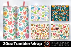 Spring Flowers Sweet Hearts Tumbler Wrap, 20oz Skinny Tumble Product Image 1