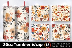 Fall Autumn Cute Flowers Tumbler Wrap, 20oz Skinny Tumbler W Product Image 1