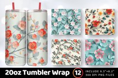 Flowers Branch Leaves Tumbler Wrap, 20oz Skinny Tumbler Wrap Product Image 1