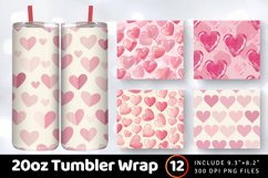 Pastel Pink Hearts Tumbler Wrap, 20oz Skinny Tumbler Wrap Product Image 1