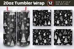 Black &amp; White Holiday Tumbler Wraps, 20oz Skinny Tumbler Wra Product Image 1