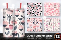 Pink Scandinavian Flowers Tumbler Wrap, 20oz Skinny Tumbler Product Image 1