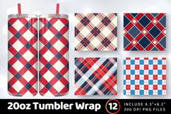 Red Blue White Plaid Tumbler Wrap, 20oz Skinny Tumbler Wrap Product Image 1
